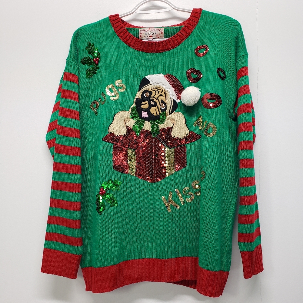 Ugly Christmas Sweater Pug Puppy Dog Size Large Christmas Party unisex